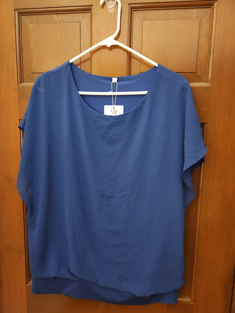 VII Blue Blouse L New Kathy Black Pants OS 2 Piece Outfit NWT - Picture 7 of 11